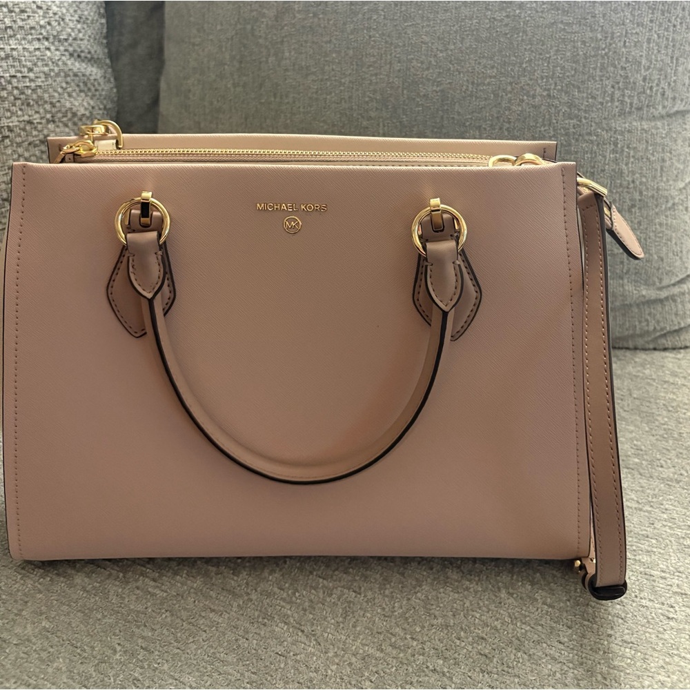 Michael Kors Blush Large Marilyn Satchel with Gold Accents
